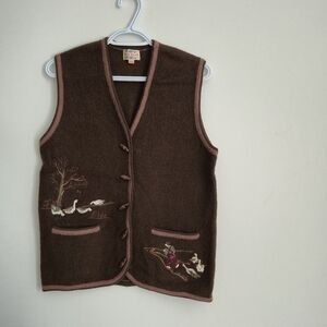 Vintage Feu Rouge Embroidered Pure Wool Vest